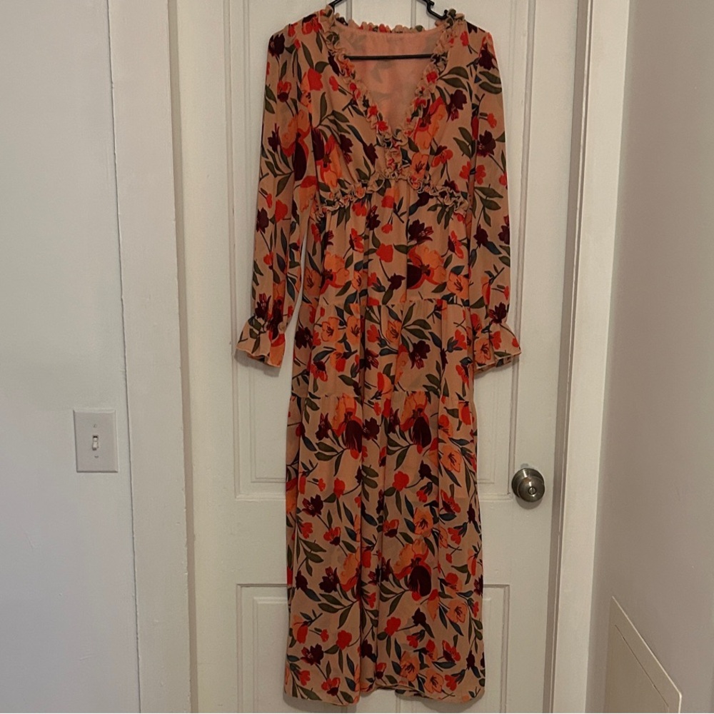 Vibrant Floral Long Sleeve Dress